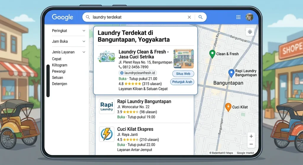 Local SEO: Agar Bisnis Tidak Dipecundangi Kompetitor bisnis laundry agar masuk local pack